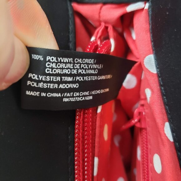 LIZ CLAIBORNE Shiny Patent Shoulder Bag Structured Retro Polka Dot Lining - Picture 10 of 15